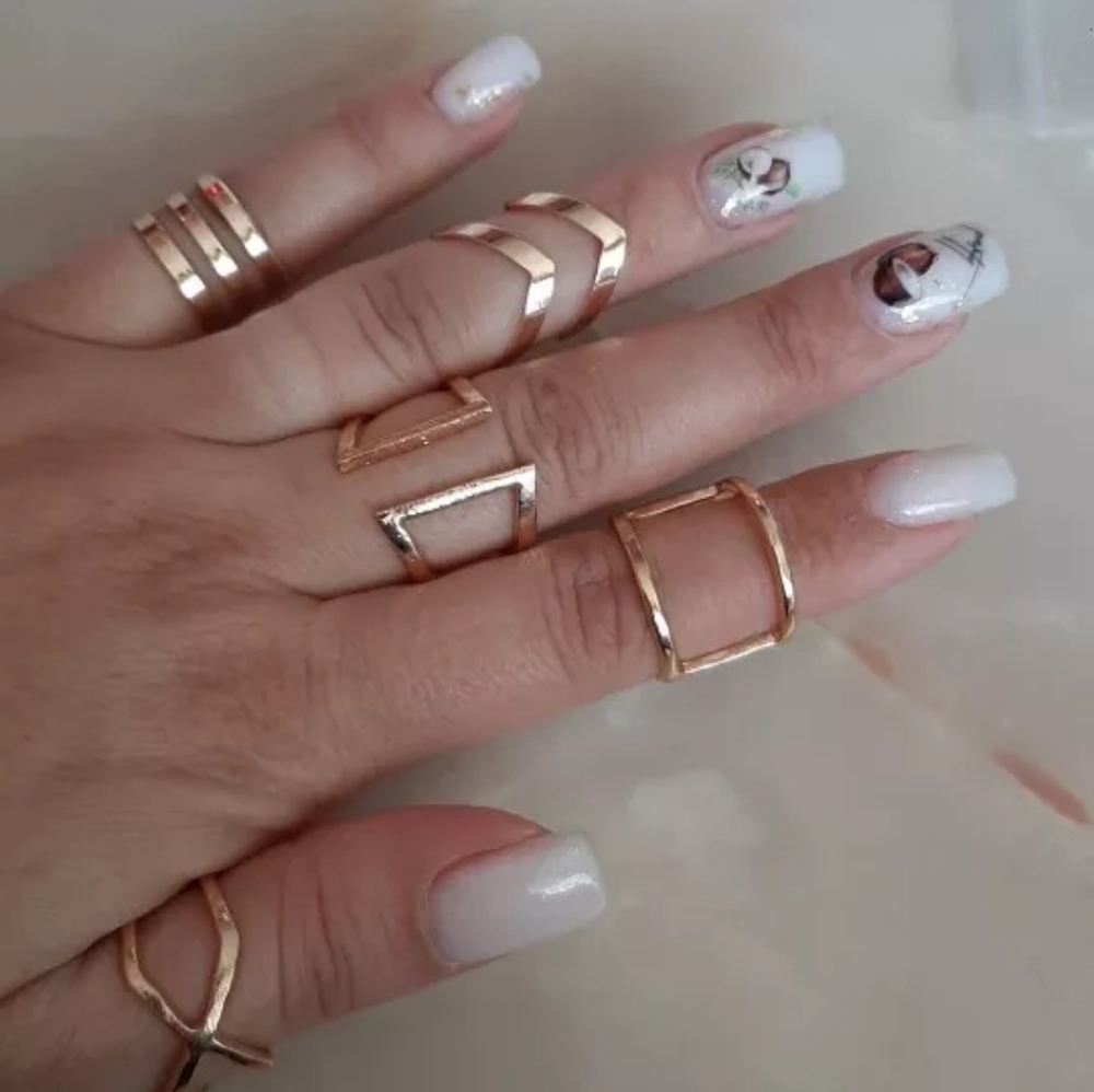 !NEW 5 pc V-Shape Geometric Joint Midi Knuckle Ring Set - Picture 5 of 13